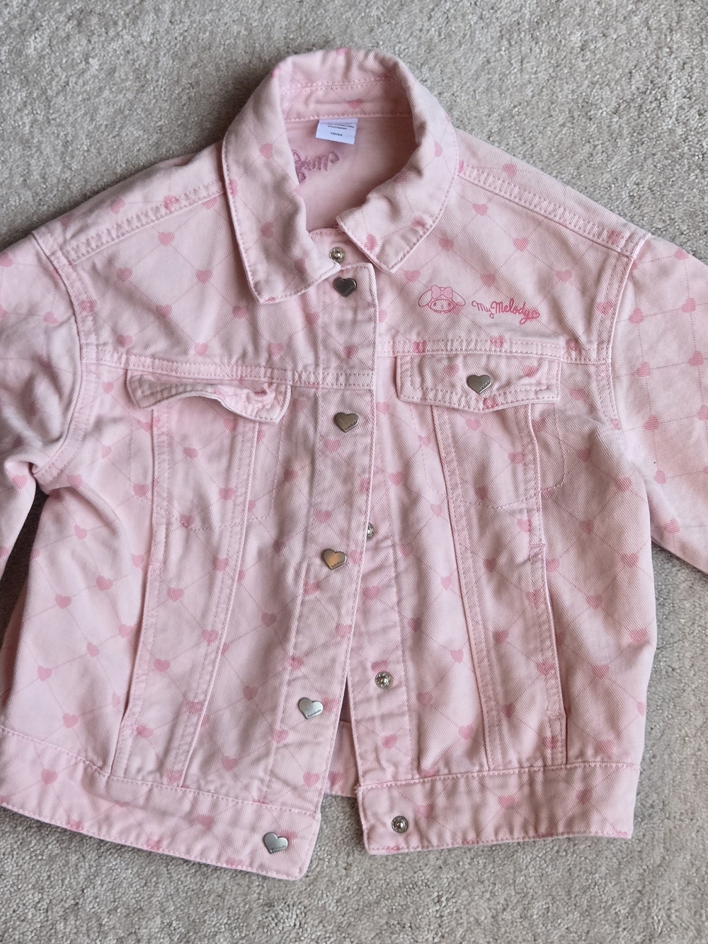Sanrio Pink Heart-Print Denim Jacket with My Melody